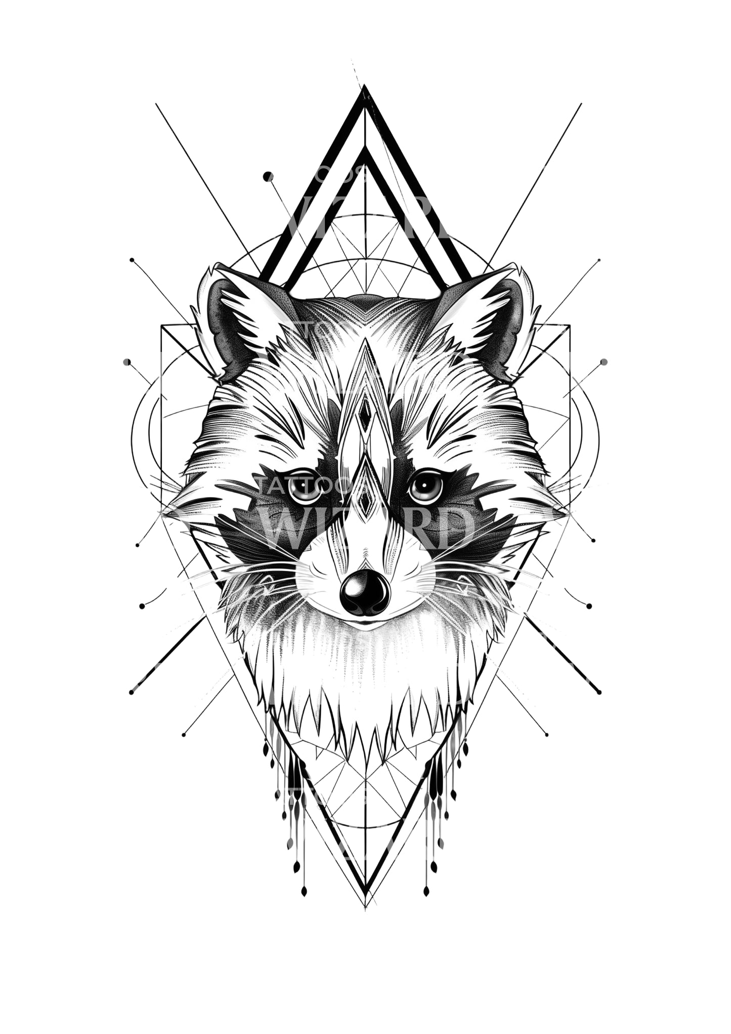 Raccoon as a Spirit Animal Geometric Tattoo Idea