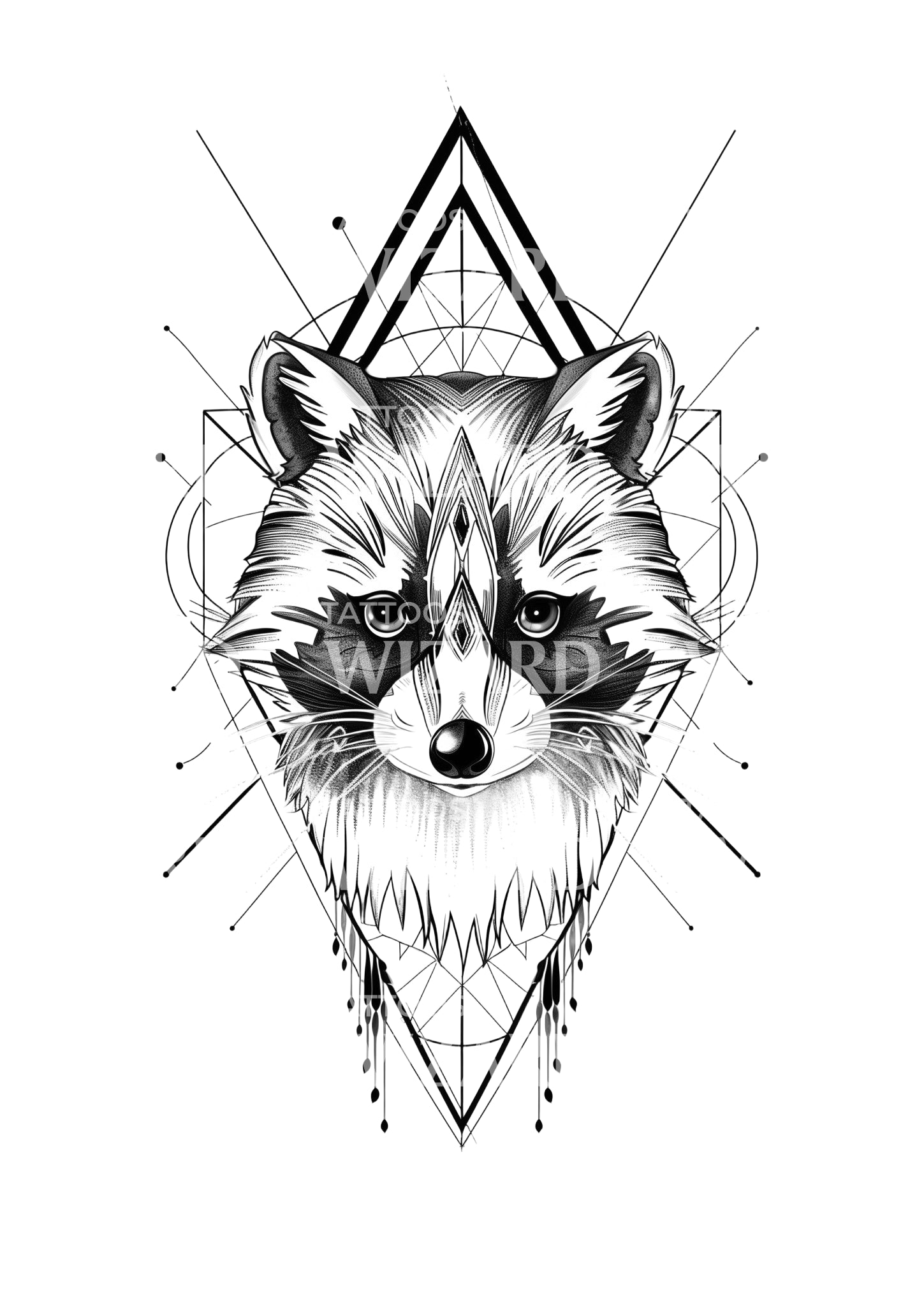 Raccoon as a Spirit Animal Geometric Tattoo Idea