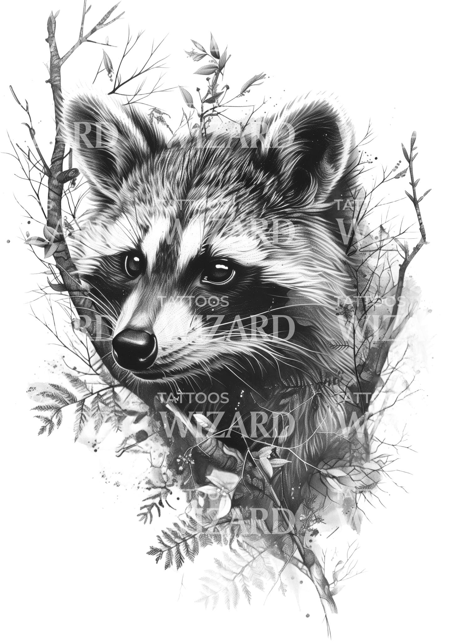 Raccoon in a Tree Tattoo Idea