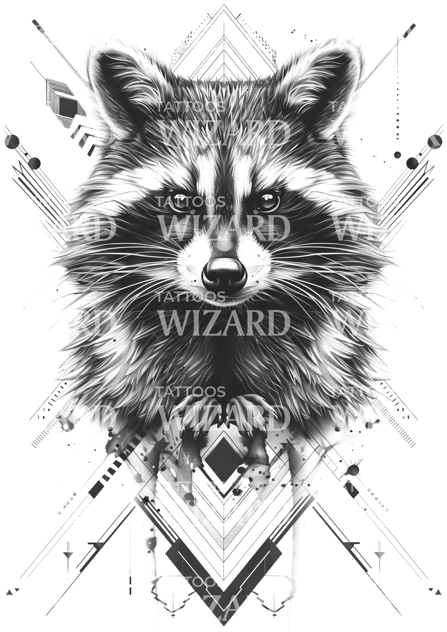 Raccoon Making Plans Tattoo Design