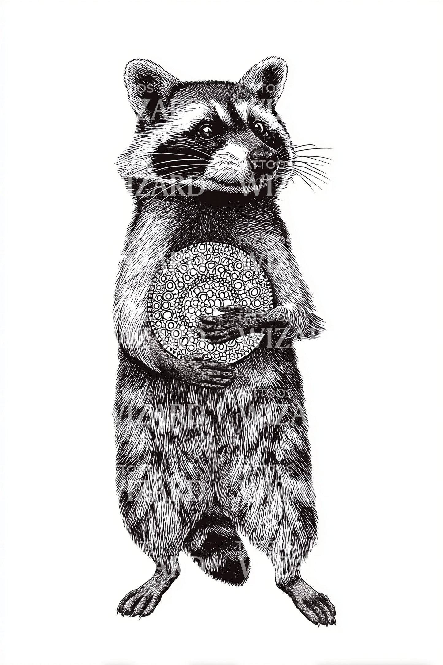 Raccoon with Drum Tattoo Idea