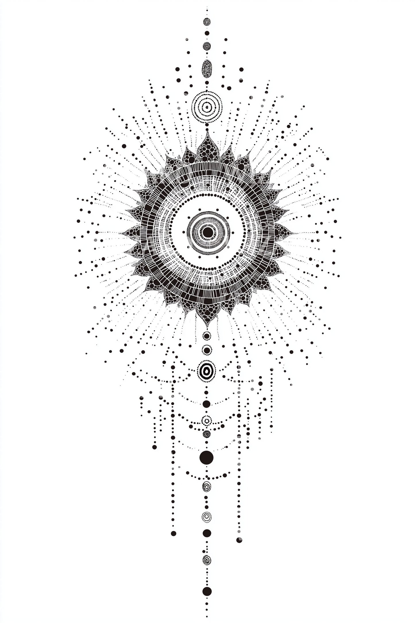 빛나는 코스모스 만다라 타투 디자인