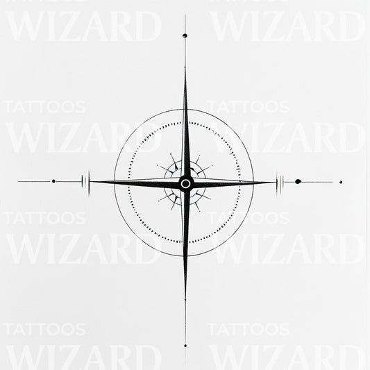 Radiant Cross Compass Symbol Tattoo Design