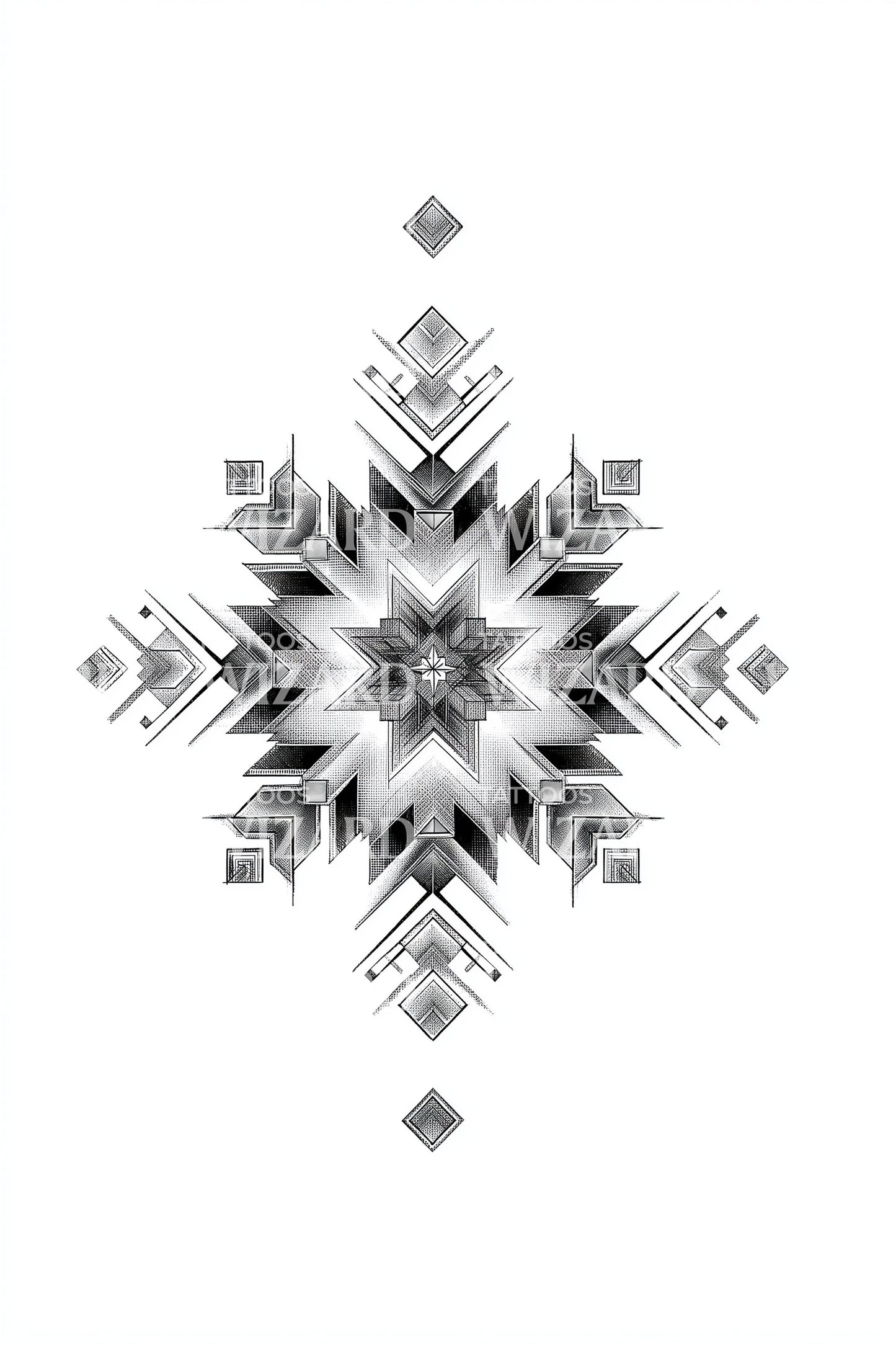 Radiant Crystal Snowflake Tattoo Illustration