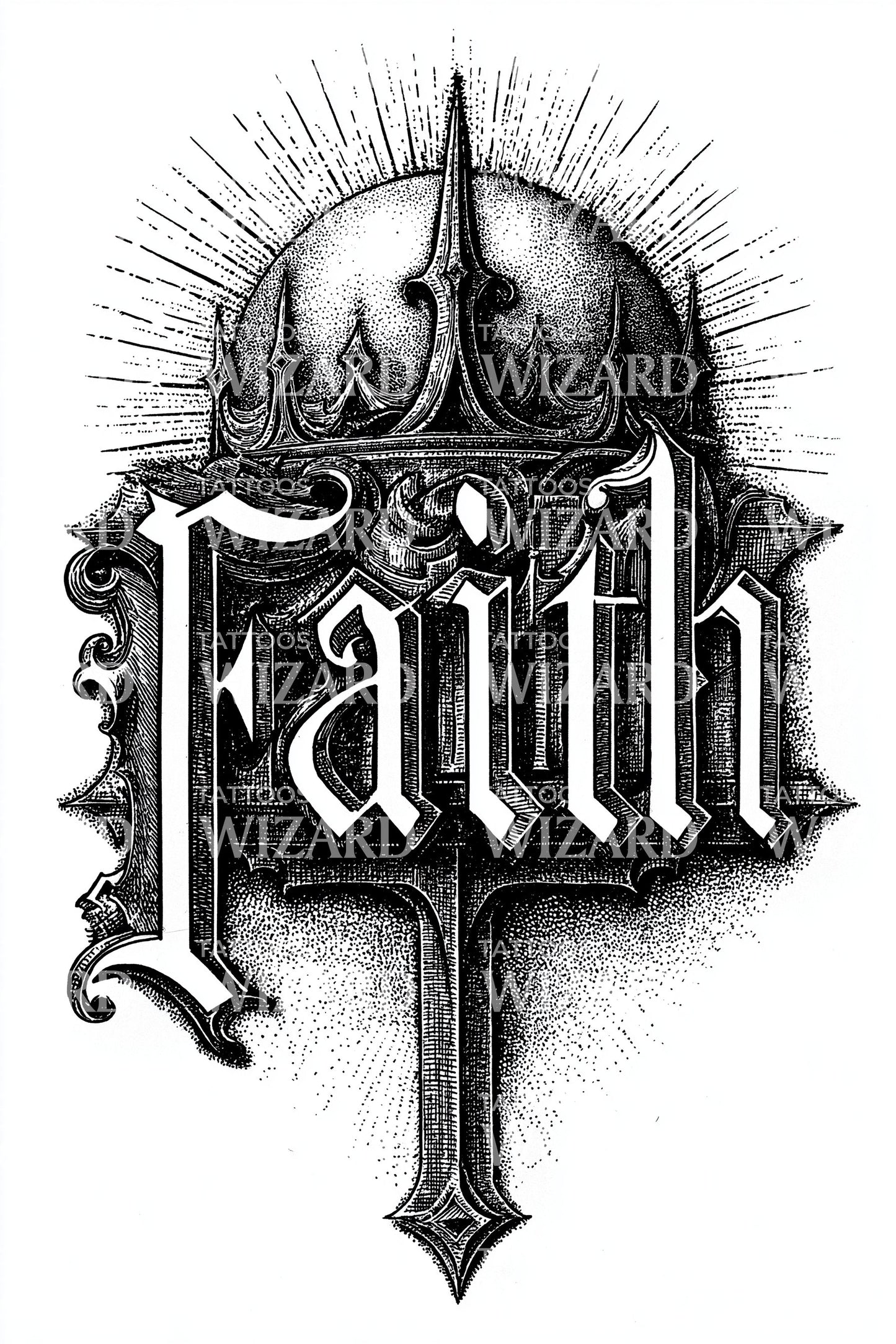 Radiant Faith Cross Tattoo Design