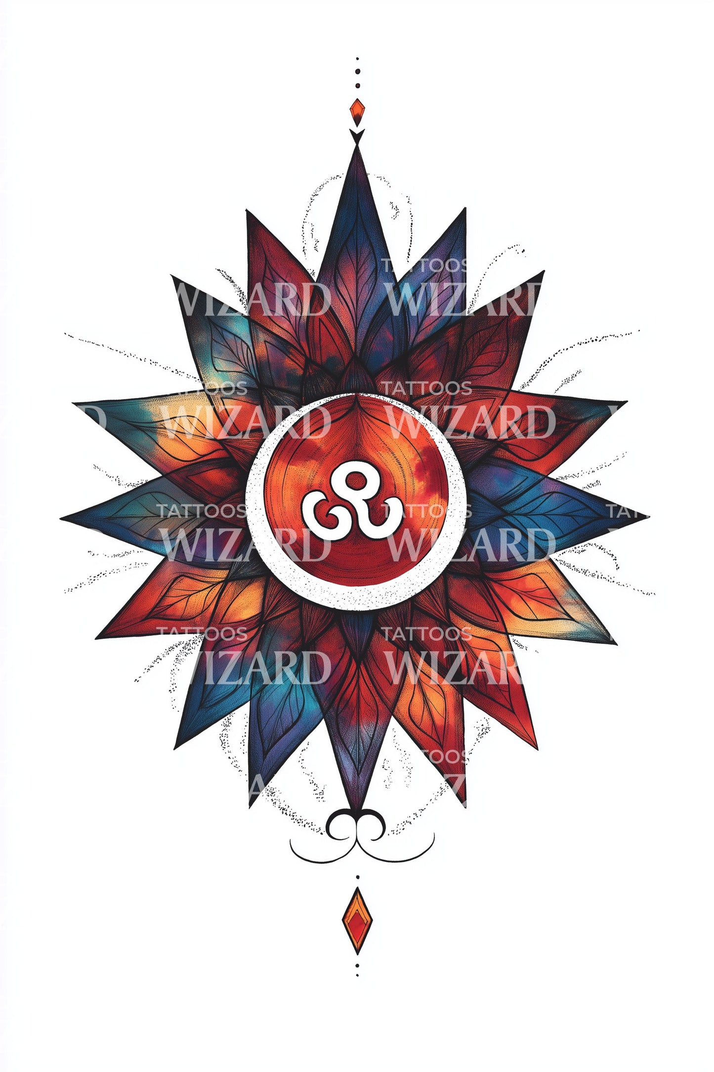 Strålende Om Mandala Tatoveringsdesign