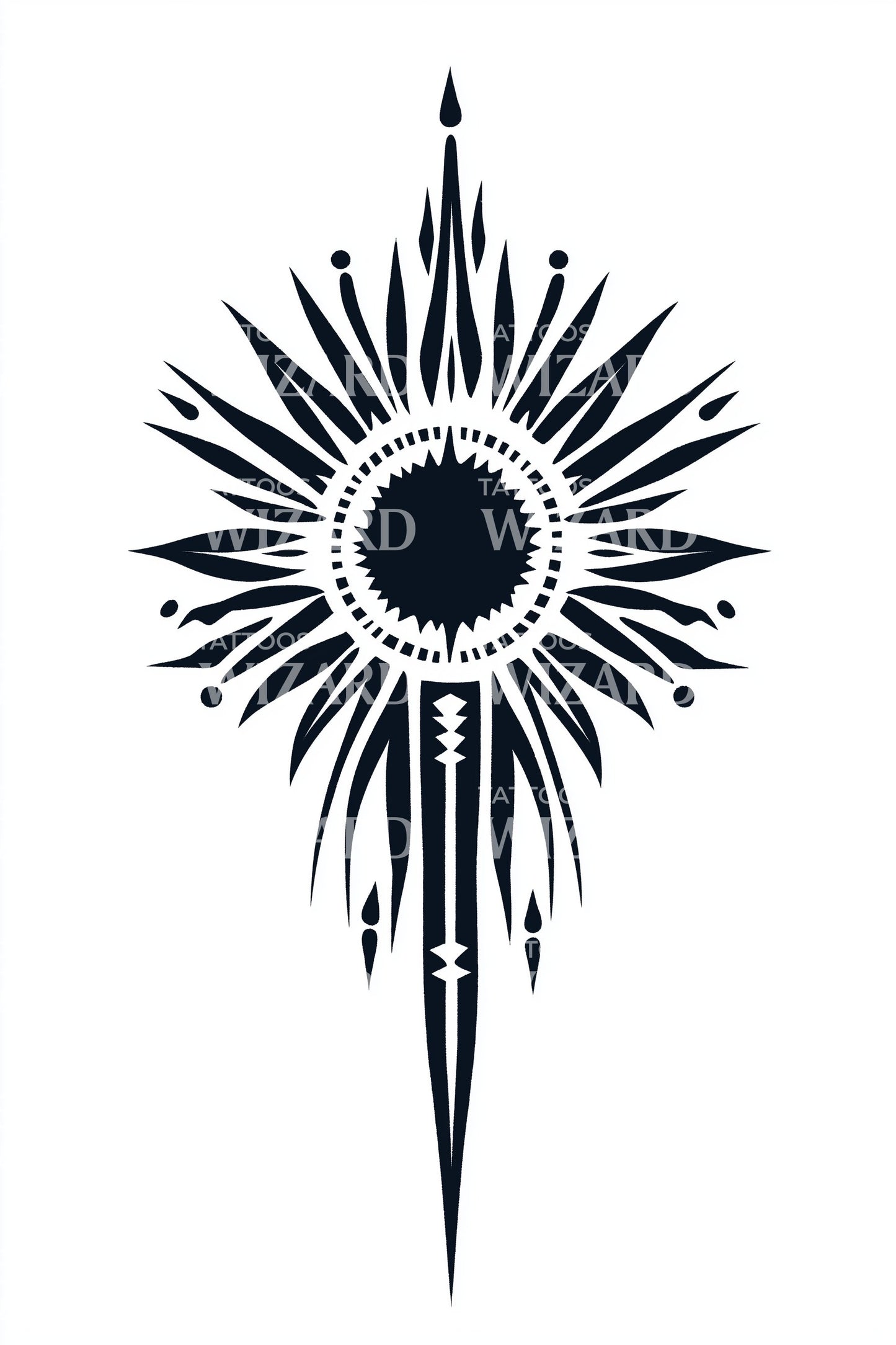 Desenho de Tatuagem Espigão Solar Radiante