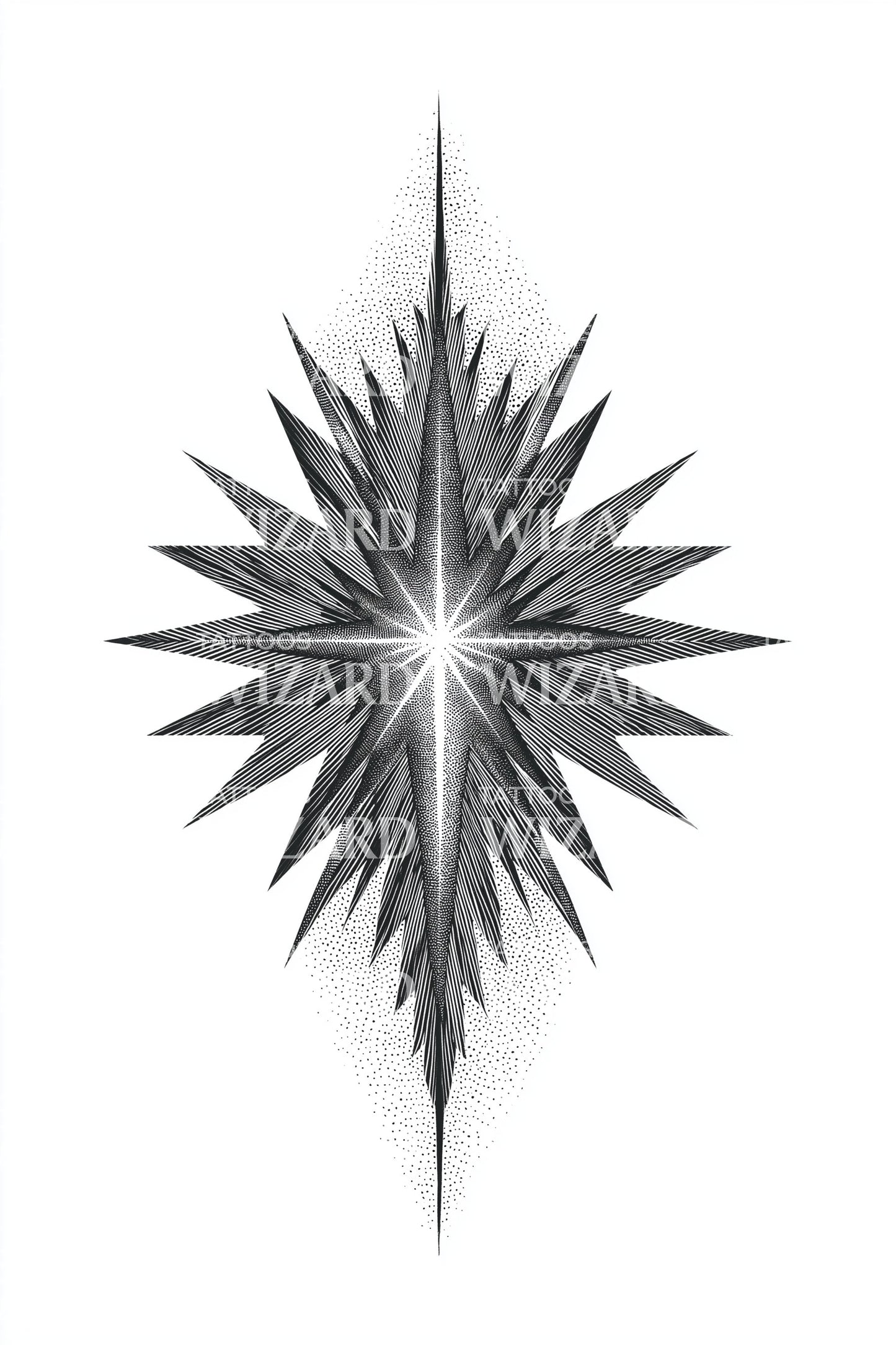 Radiant Starburst Geometry Tattoo Design