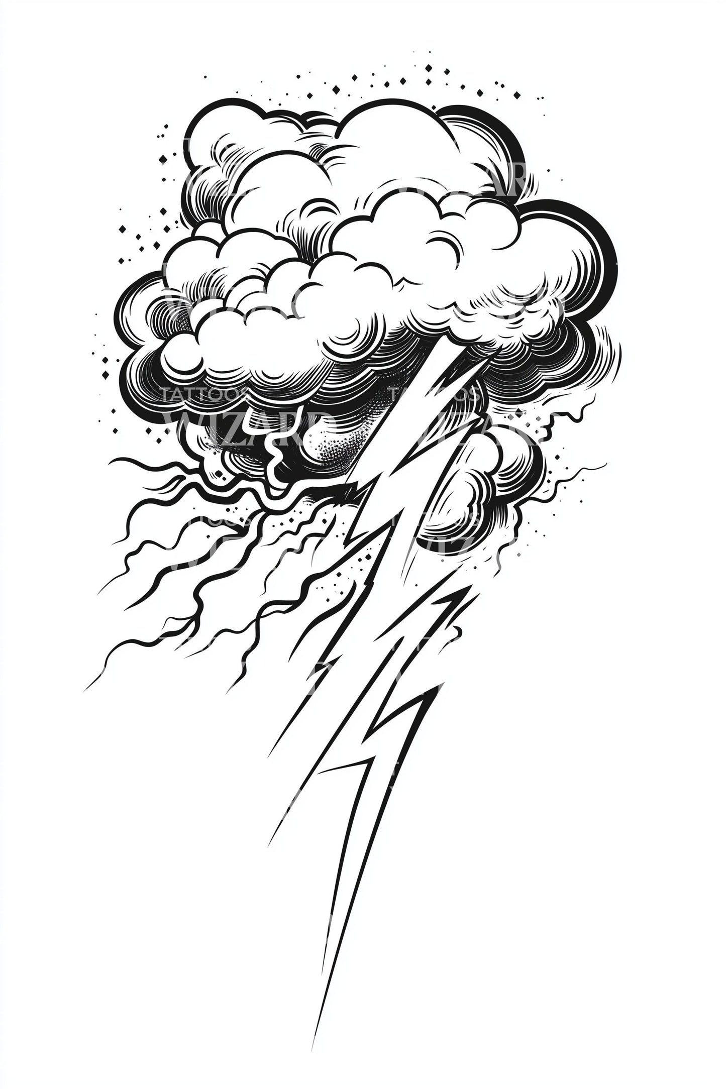 Rasende Lynstorm Tatoveringsdesign