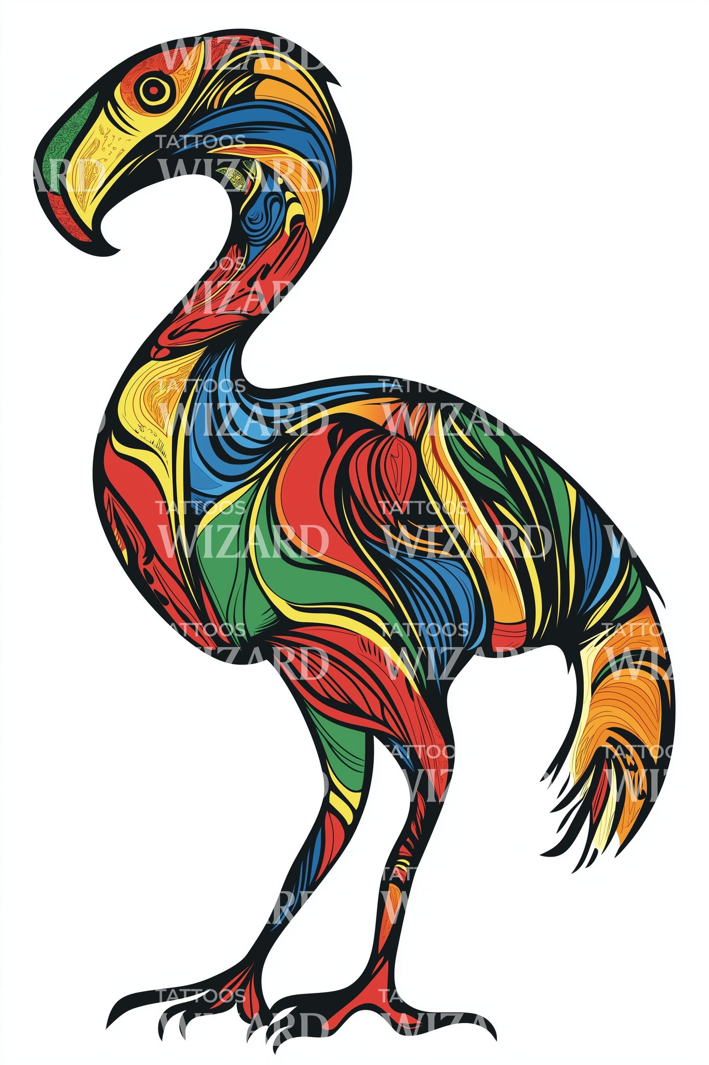 Gökkuşağı Dodo Sanatı Dövme Tasarımı