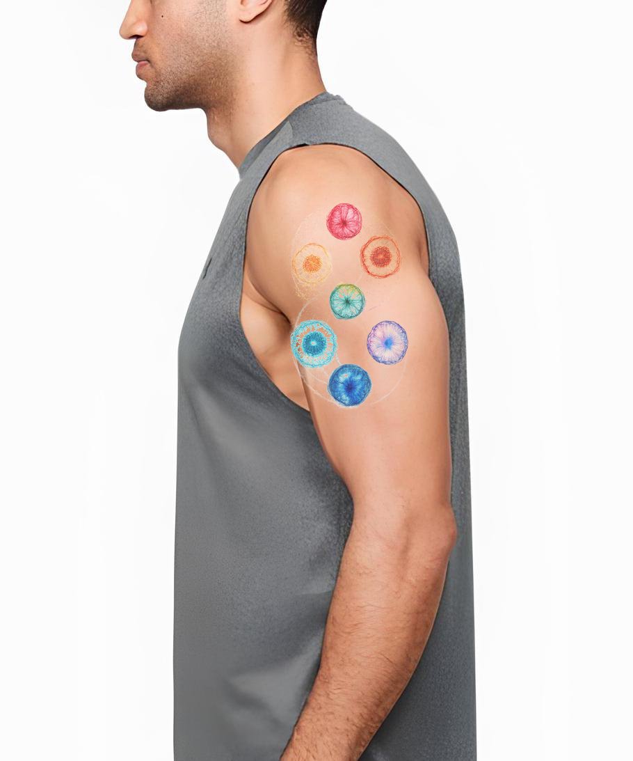 Rainbow Microbe Dots Tattoo Idea