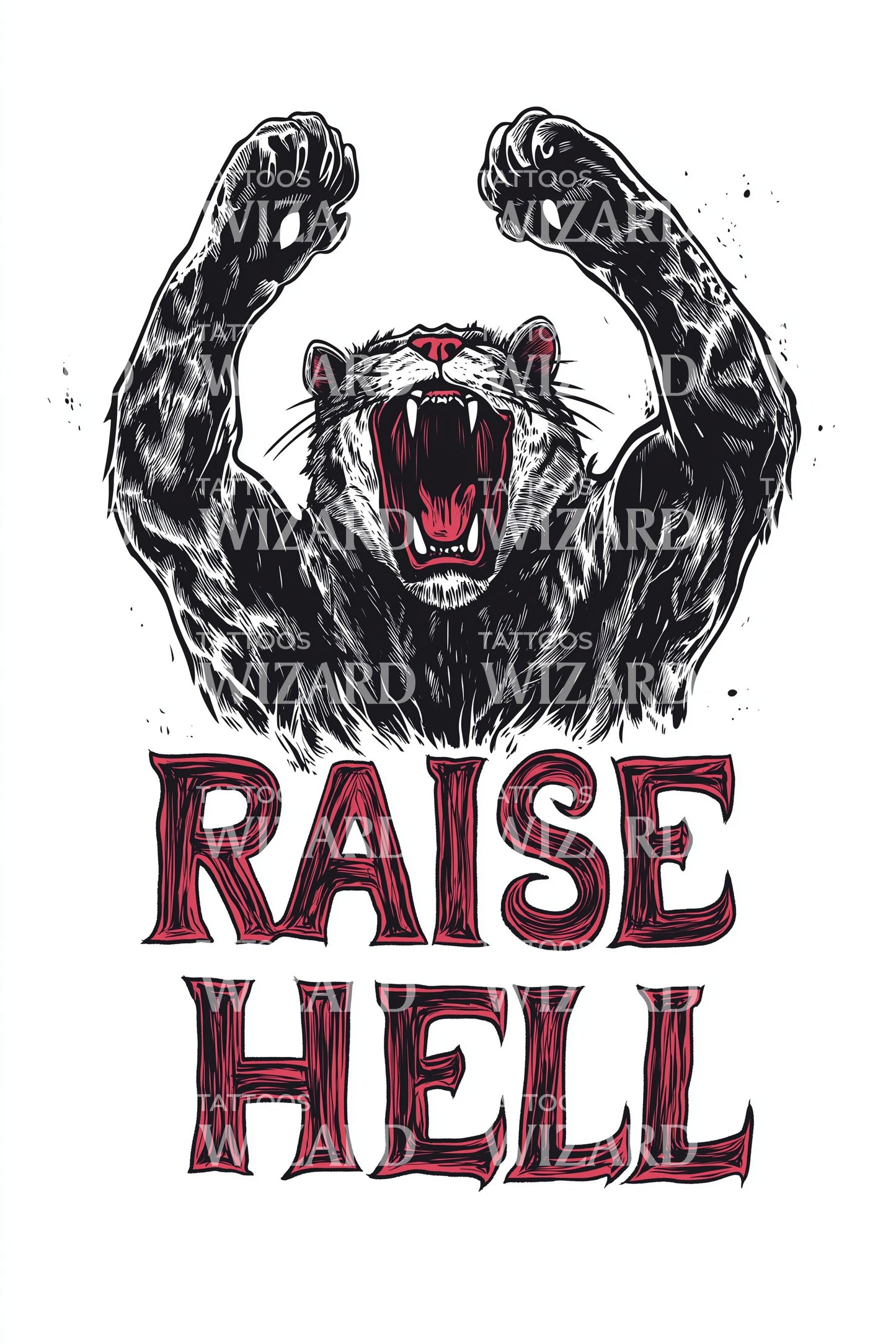 Raise Hell Grizzly Tatoveringsillustration
