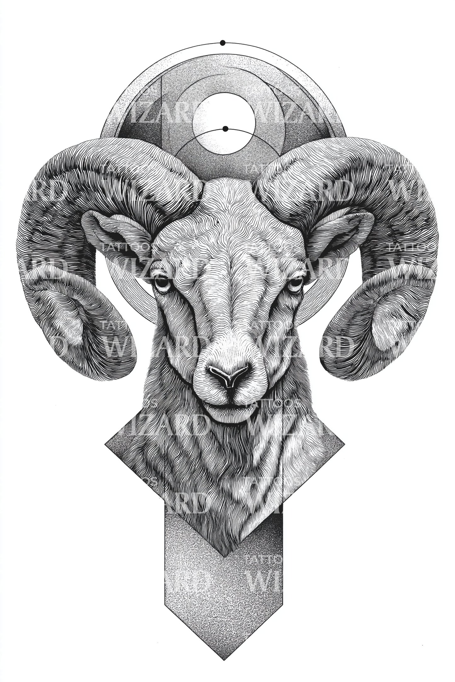 Design Tatuaggio Geometria Testa di Ariete