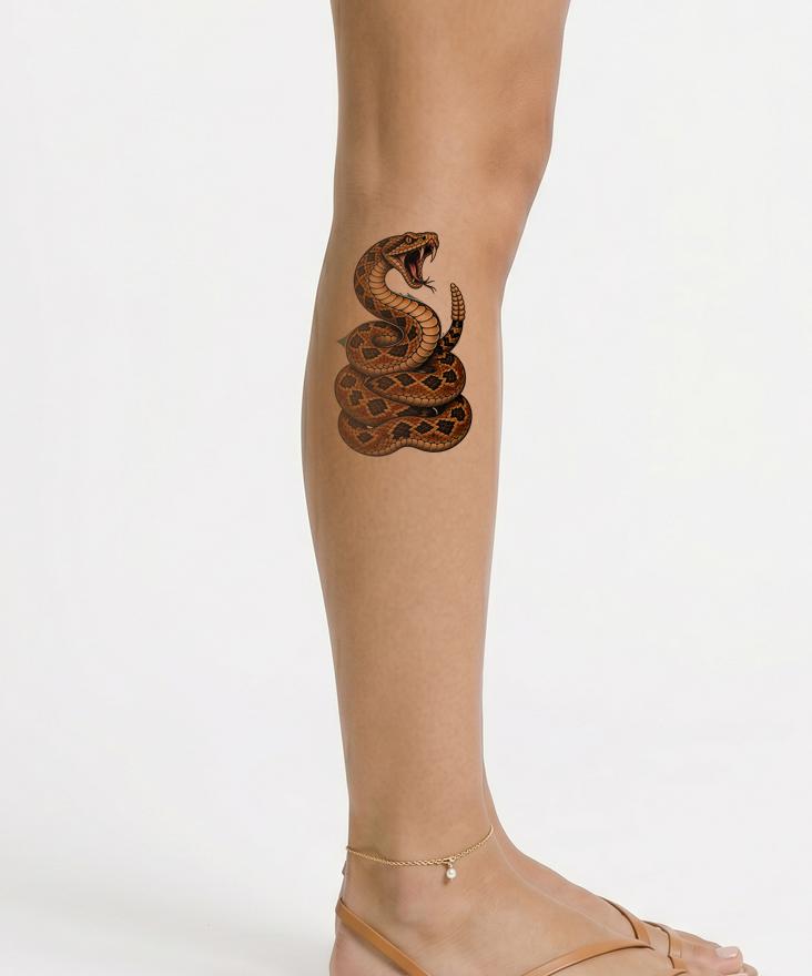 Neo Traditional Rattlesnake Tattoo Design