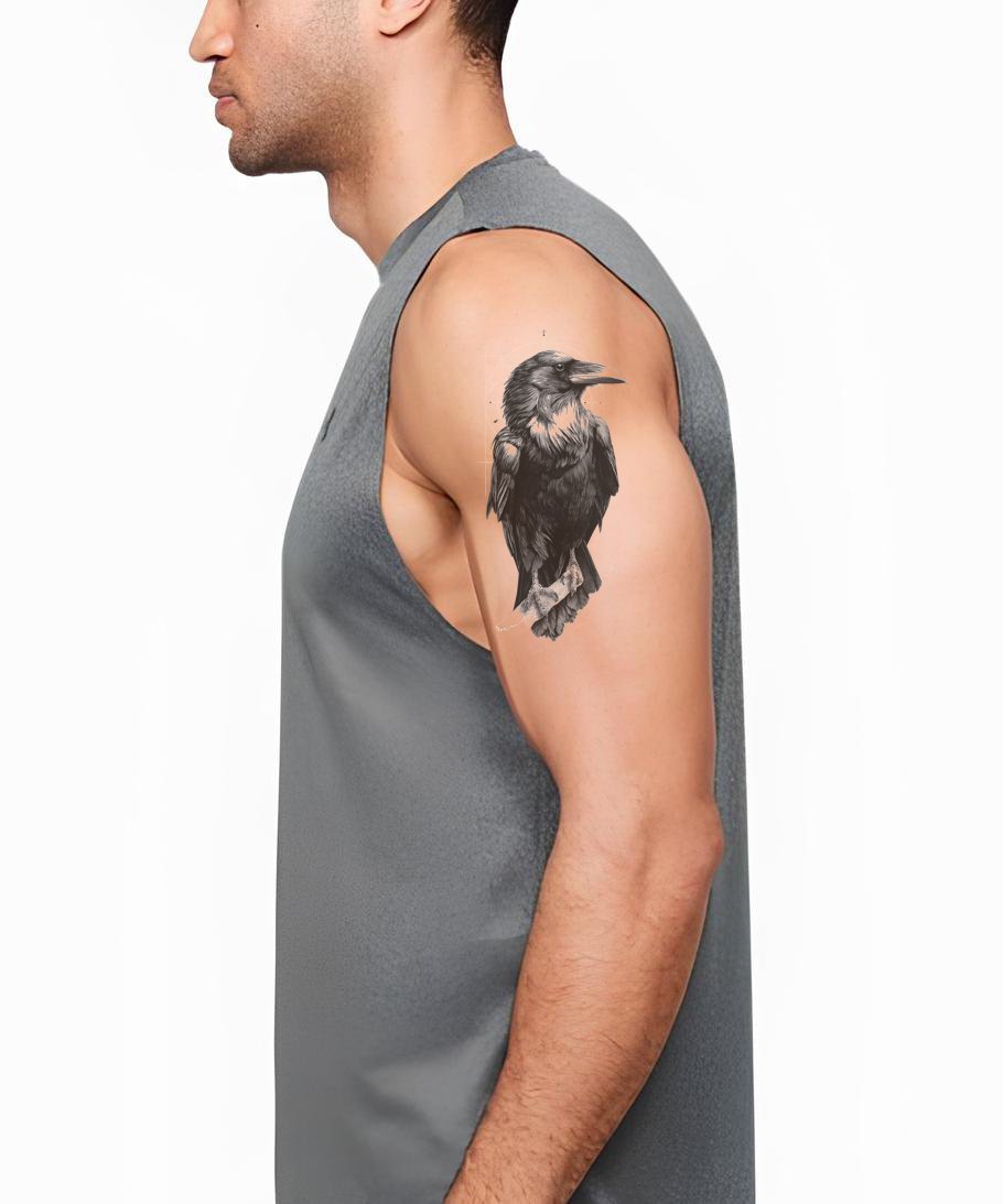 Raven Portrait Shadow Tattoo Design