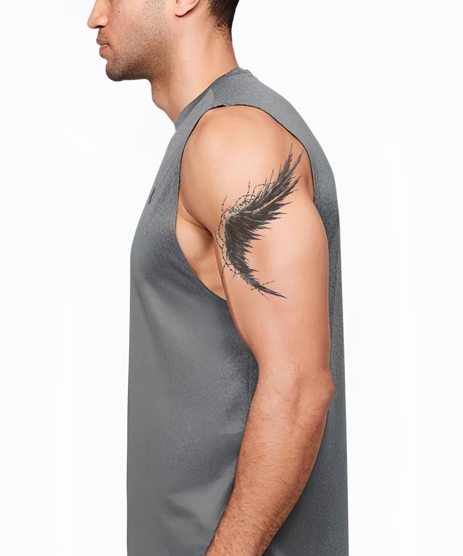 Raven Wing Sweep Tattoo Design
