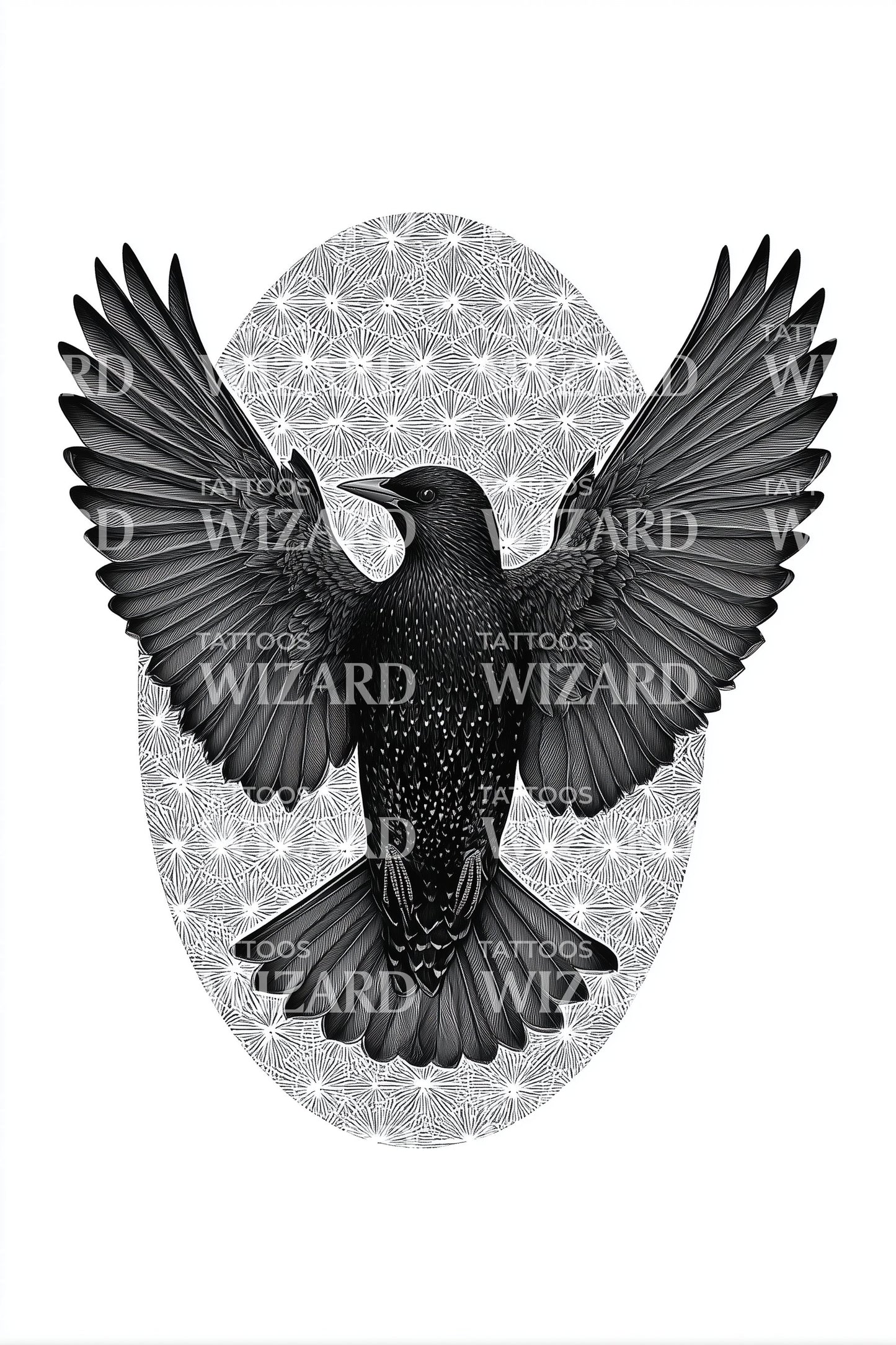 Raven Wings Eclipse Tattoo Design