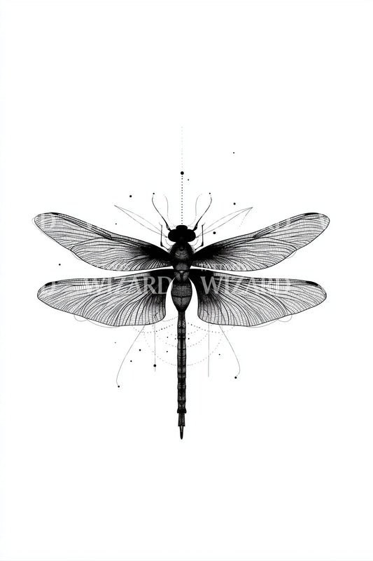 Realistic Dragonfly Study Tattoo Illustration
