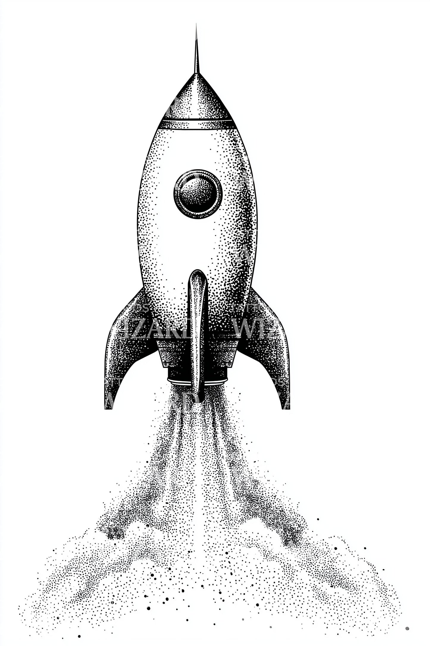 Design di tatuaggio realistico del lancio del razzo