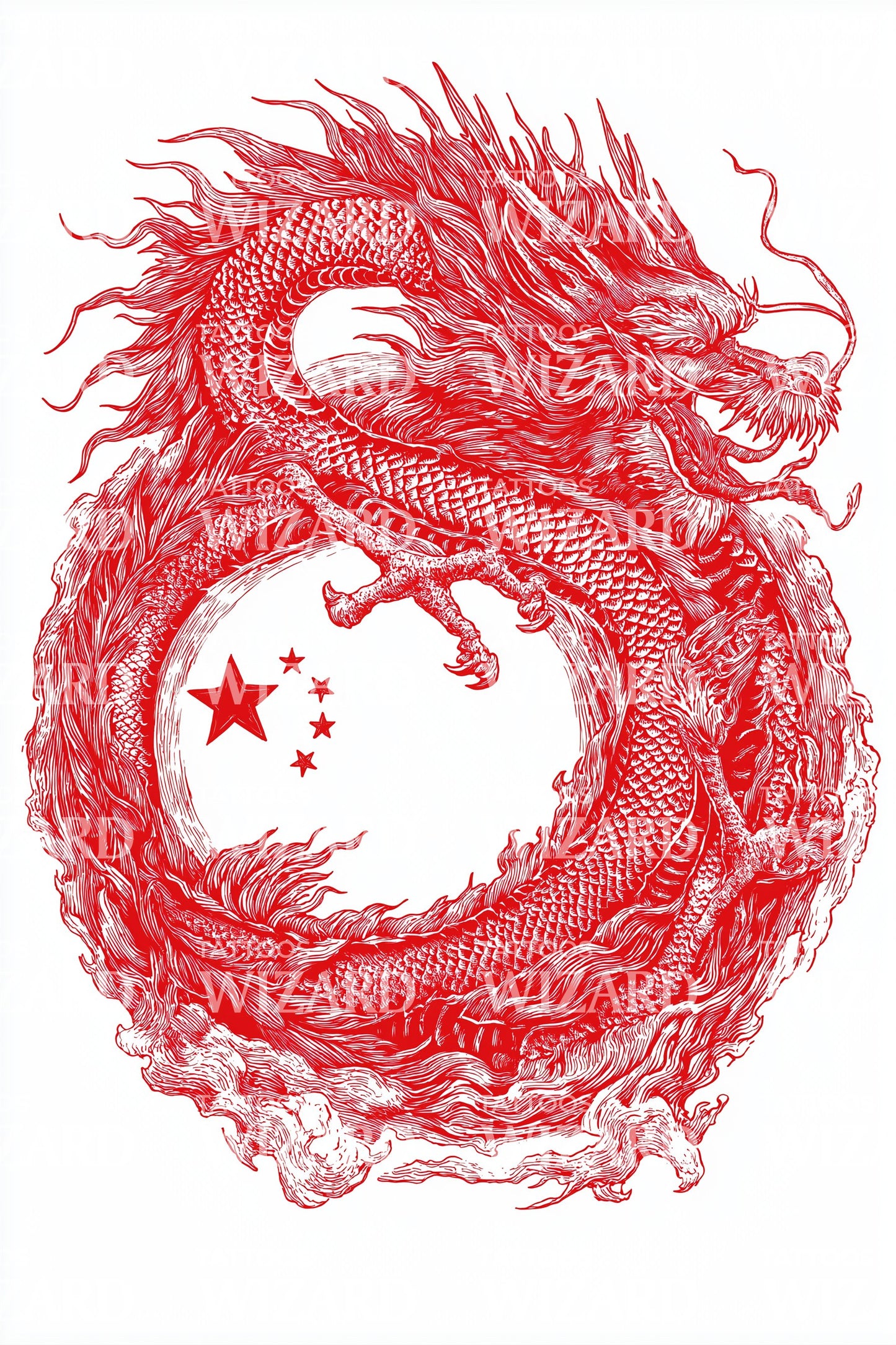 Red Celestial Dragon Tattoo Design
