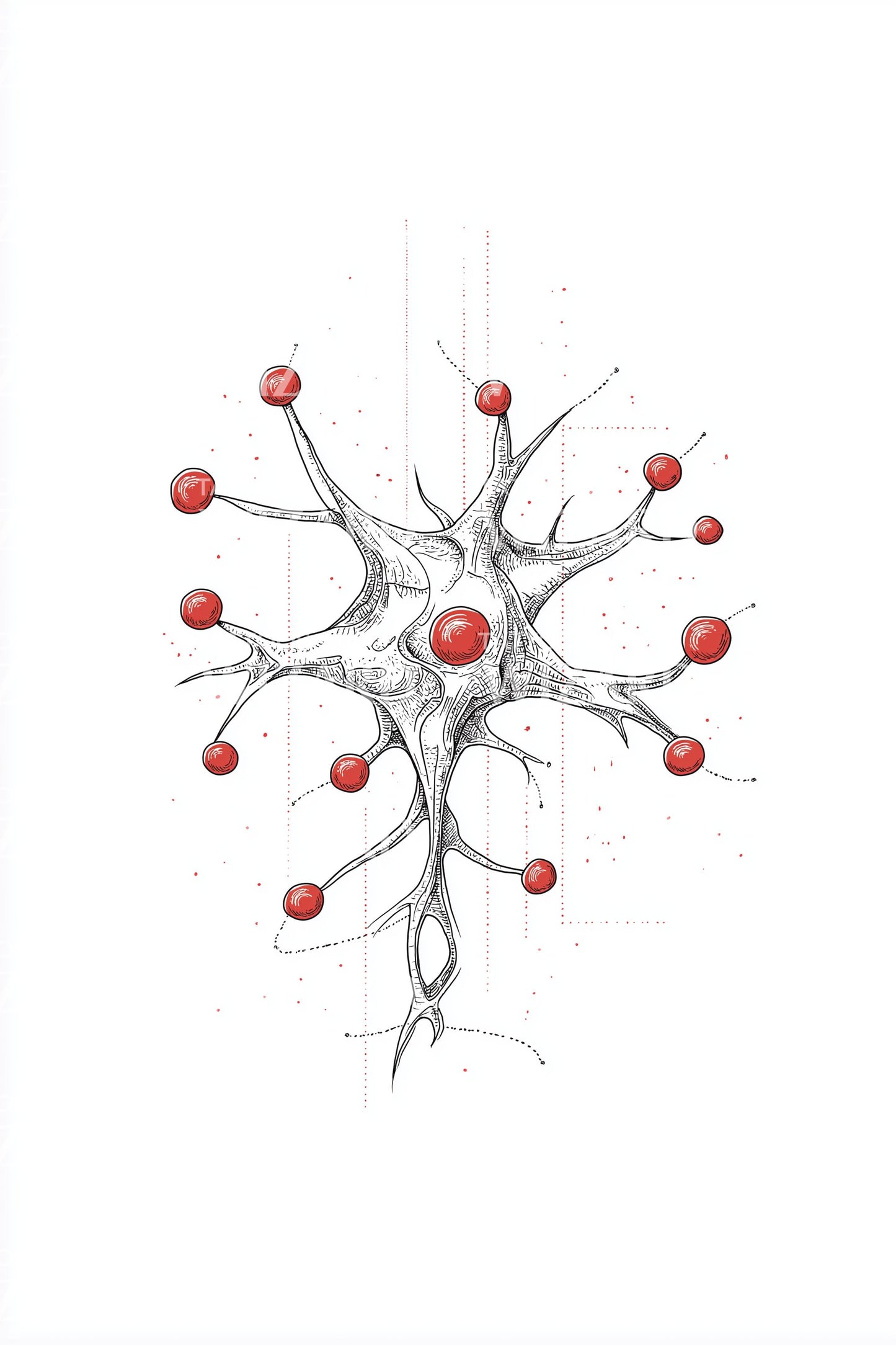 Red Synapse Network Tattoo Idea