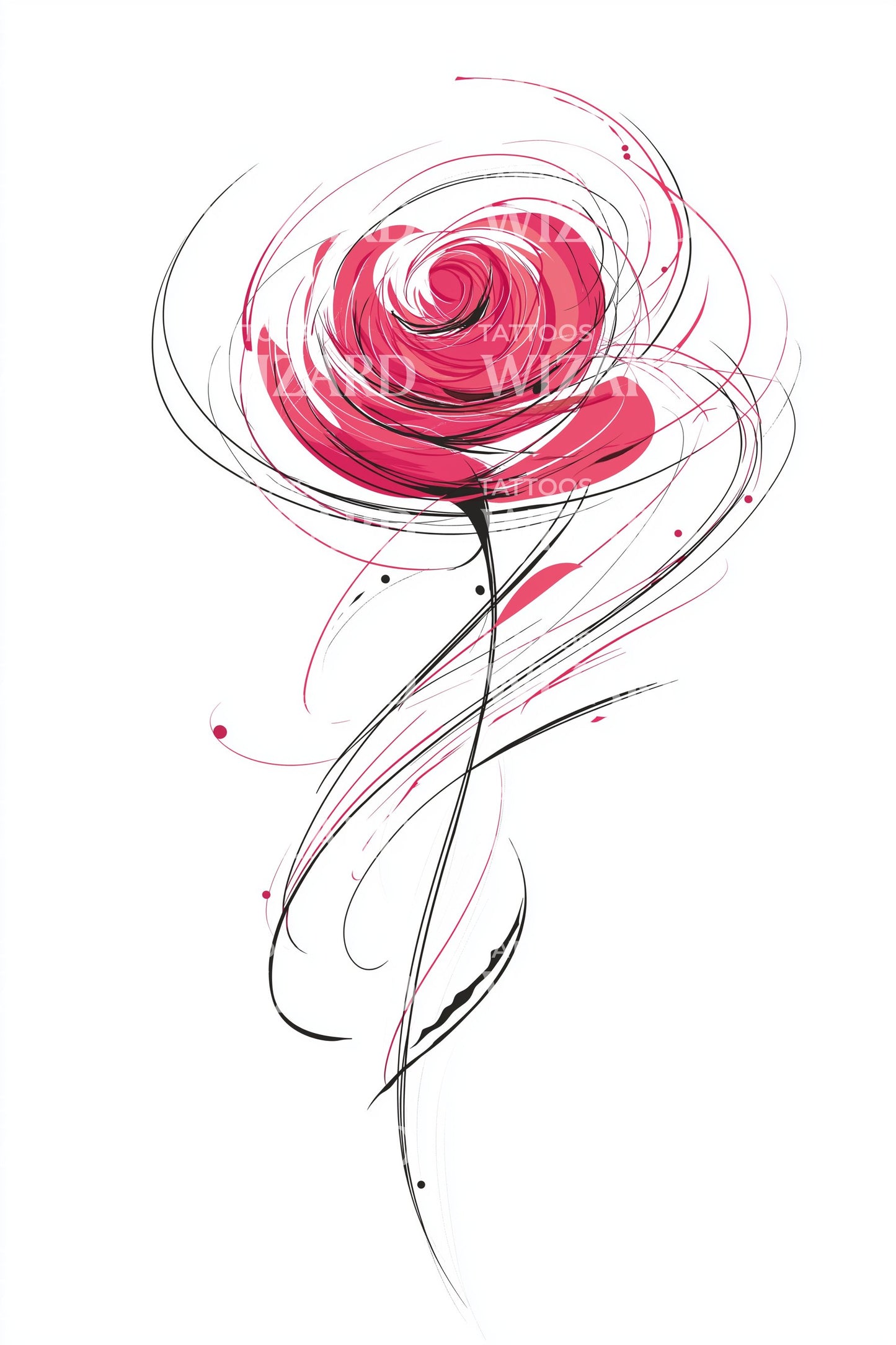 Red Watercolor Spiral Rose Tattoo Design