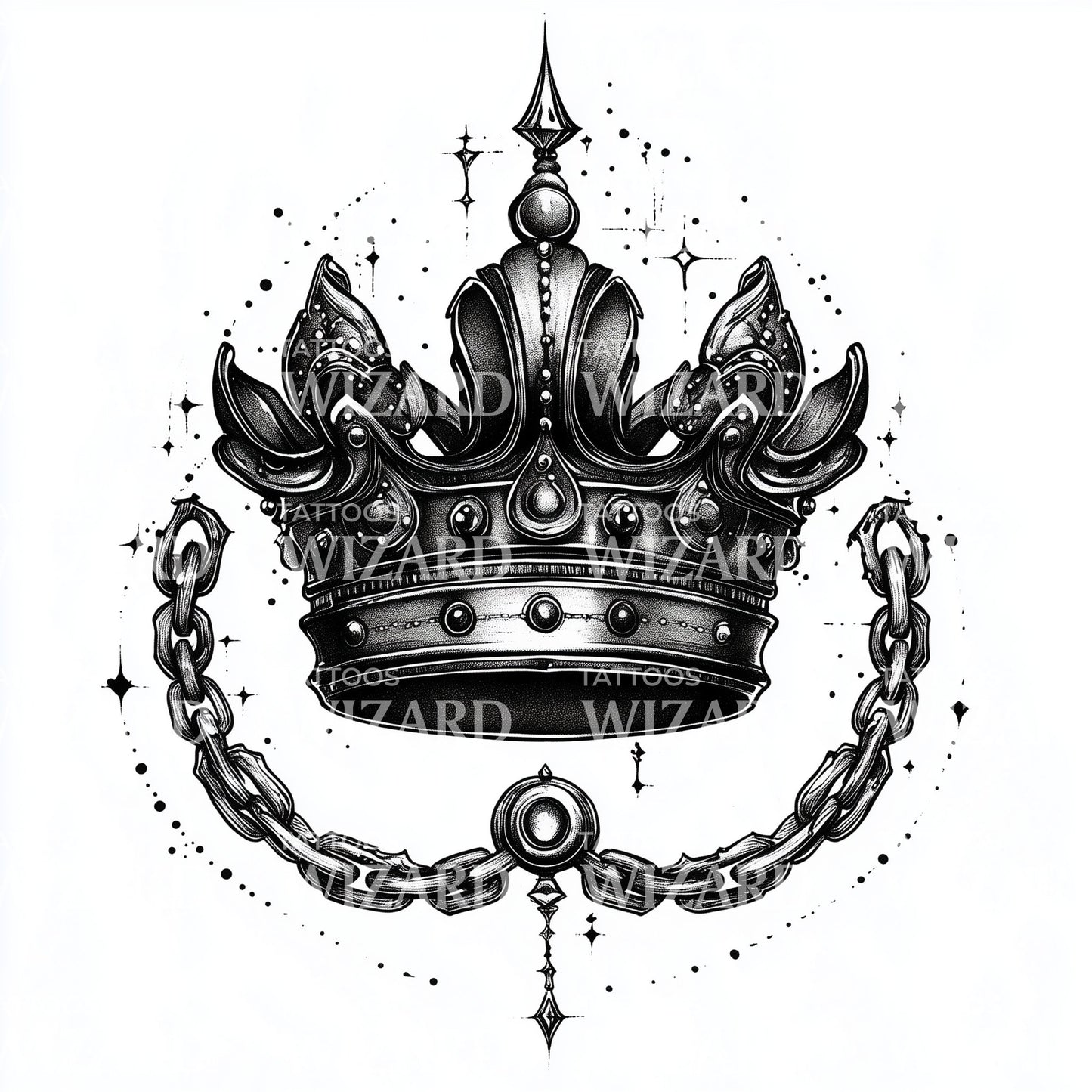 Regal Krone mit Ketten Tattoo Idee