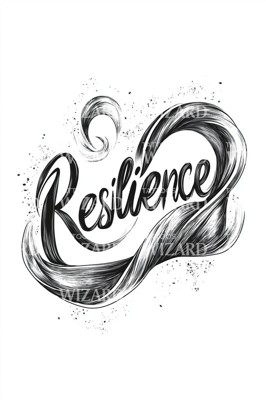 Resilience Brush Script Tattoo Design