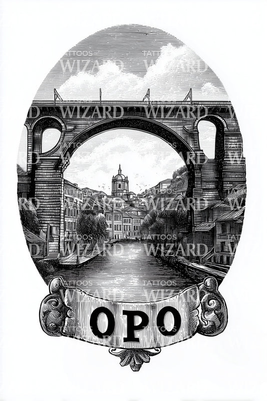 Ribeira River OPO Tattoo Illustration