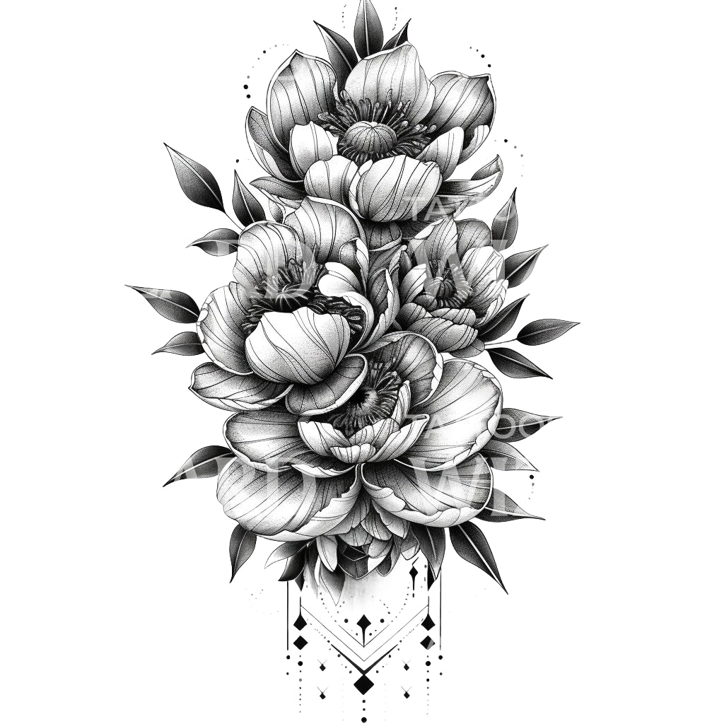 Rich and Luxurious Flowers Tattoo Design