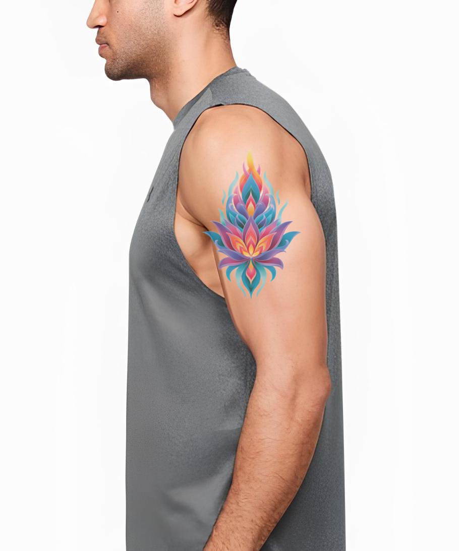 Oplopende Bloemblaadjes Vlam Tattoo Ontwerp