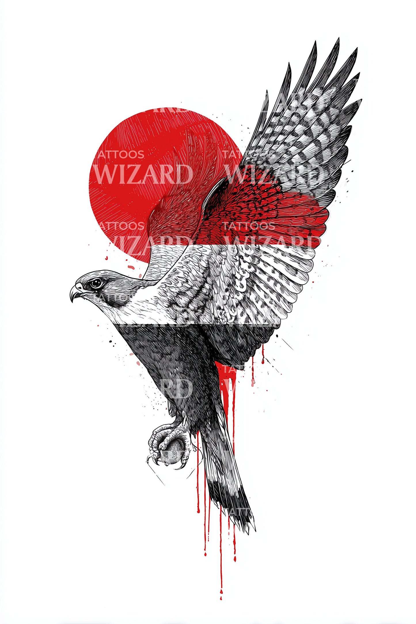 Rising Sun Eagle Tattoo Illustration