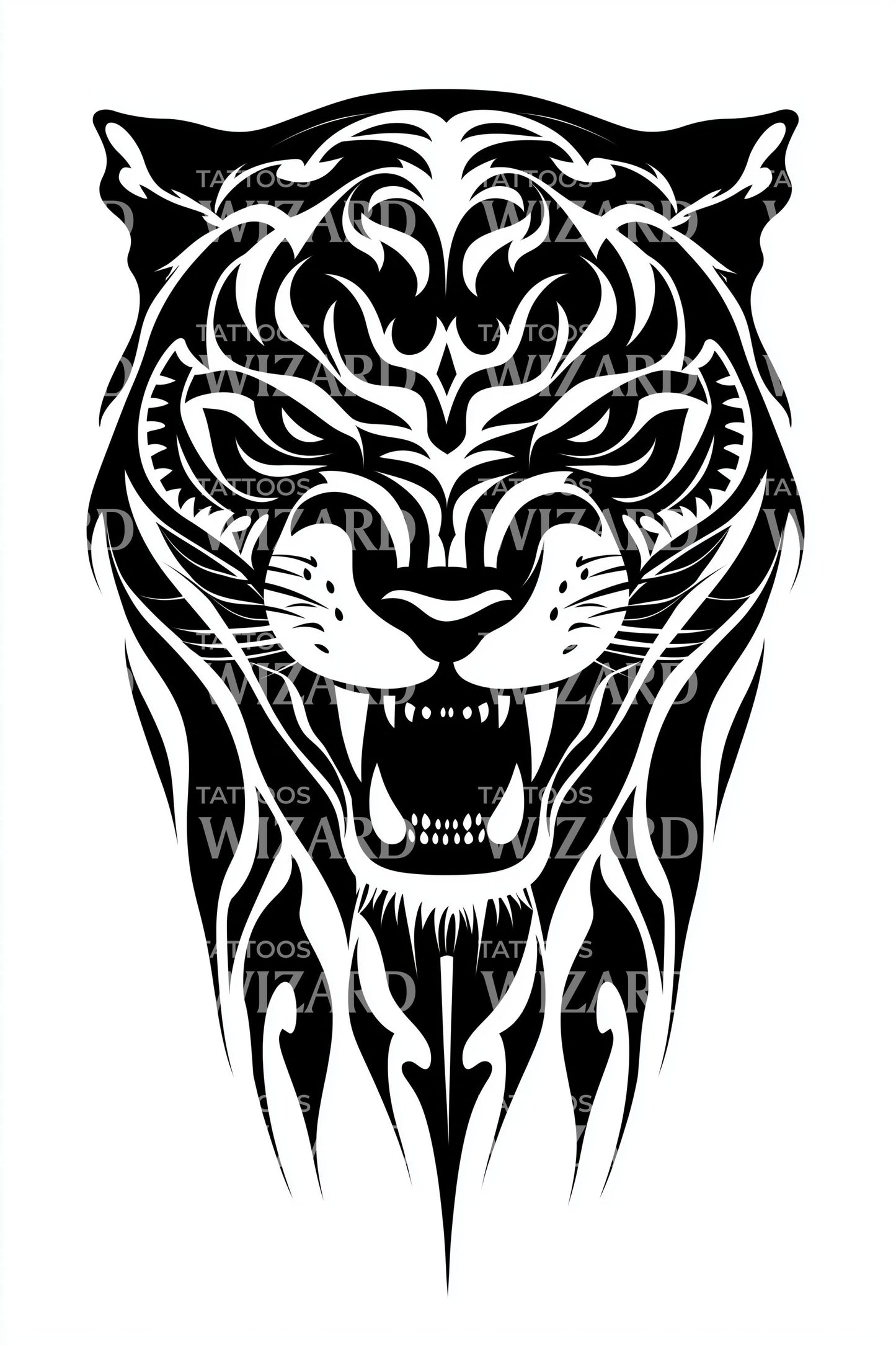 Brølende stamme tiger tatoveringsdesign