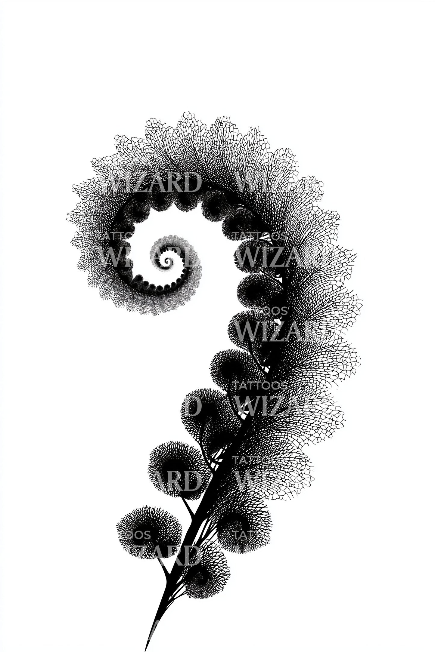 Rounded Pod Spiral Tattoo Idea