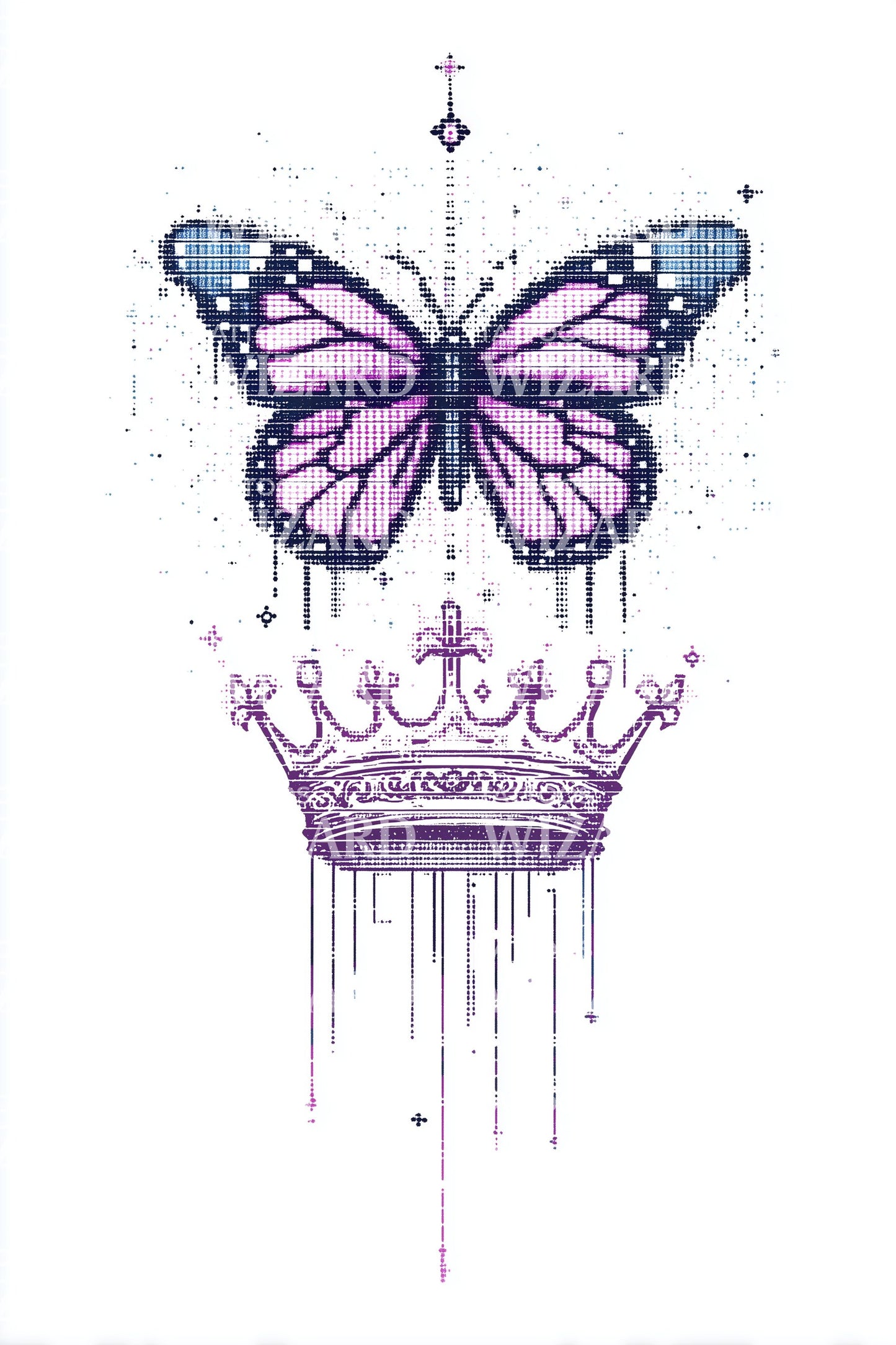 Royal Crown Butterfly Tattoo Design