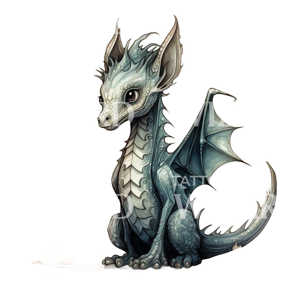 New School Cute Dragon Tattoo Design