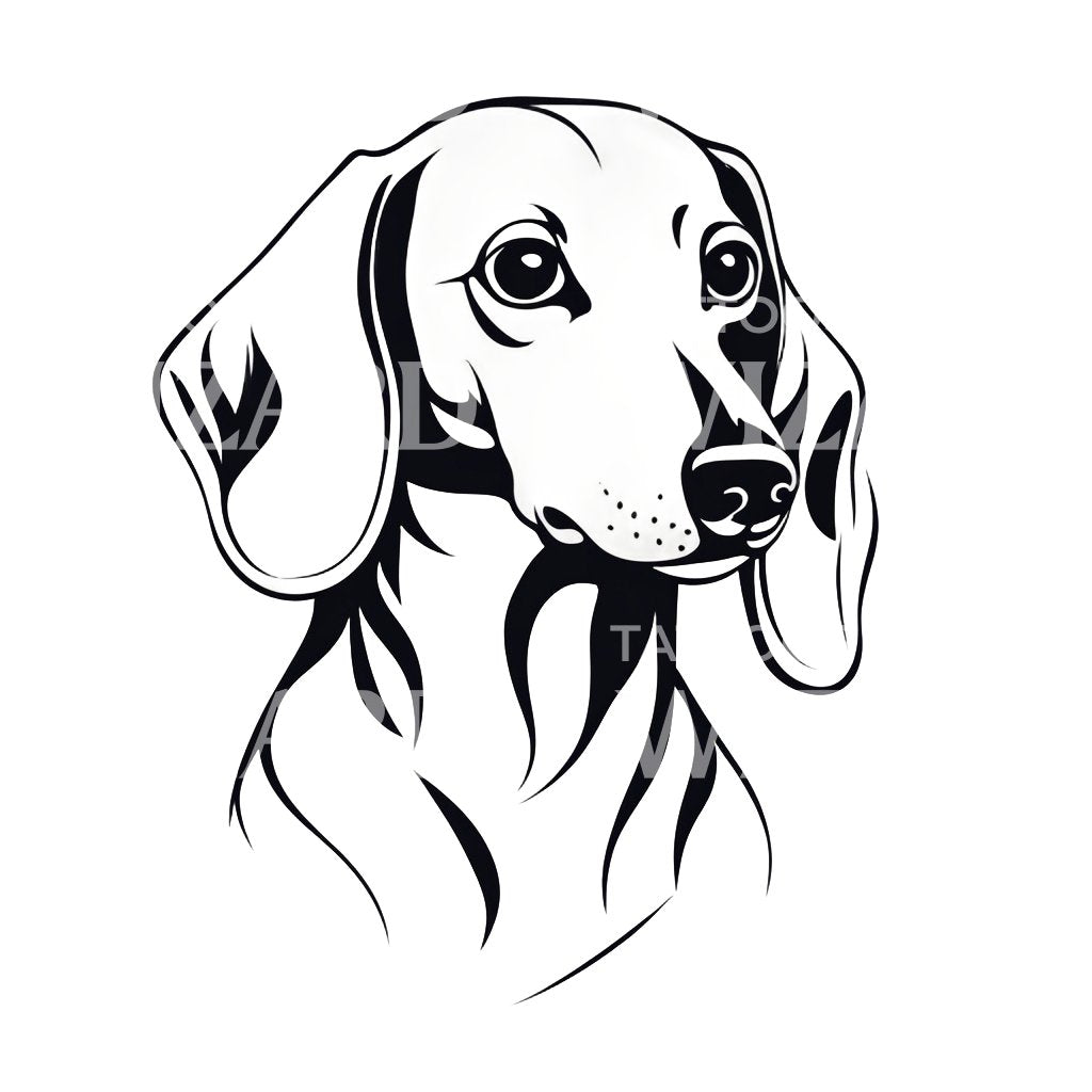Dachshund Dog Head Tattoo Design
