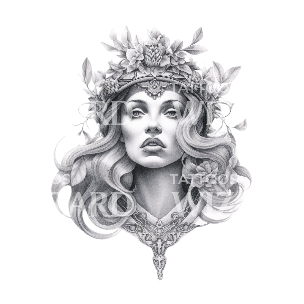 Greek Goddess Bust Tattoo Design