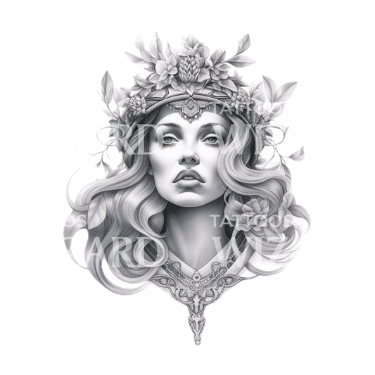 Greek Goddess Bust Tattoo Design