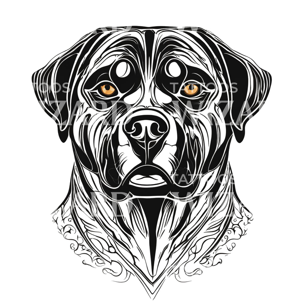 Rottweiler Dog Head Tattoo Design