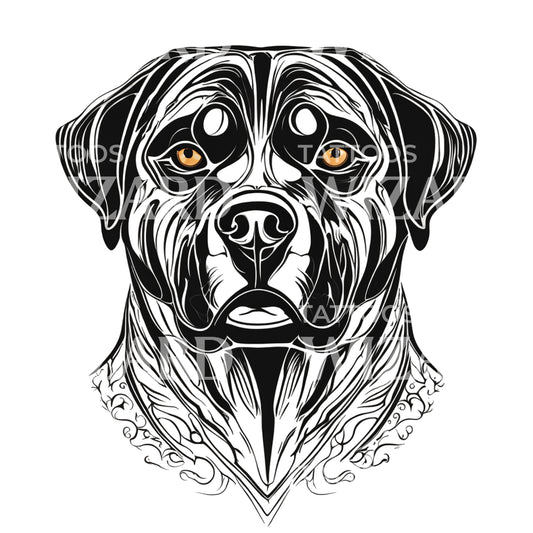 Rottweiler Dog Head Tattoo Design