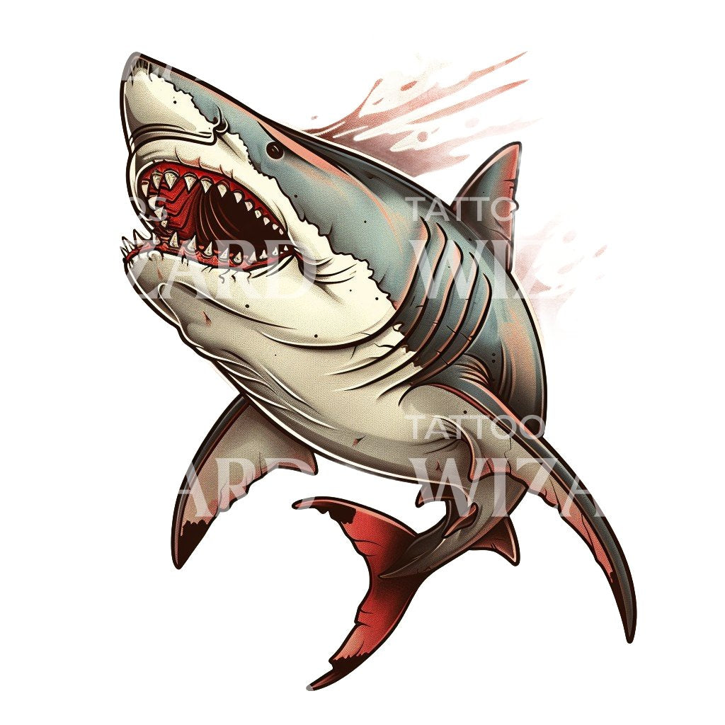 Oldschool Shark Tattoo Design – Tattoos Wizard Designs