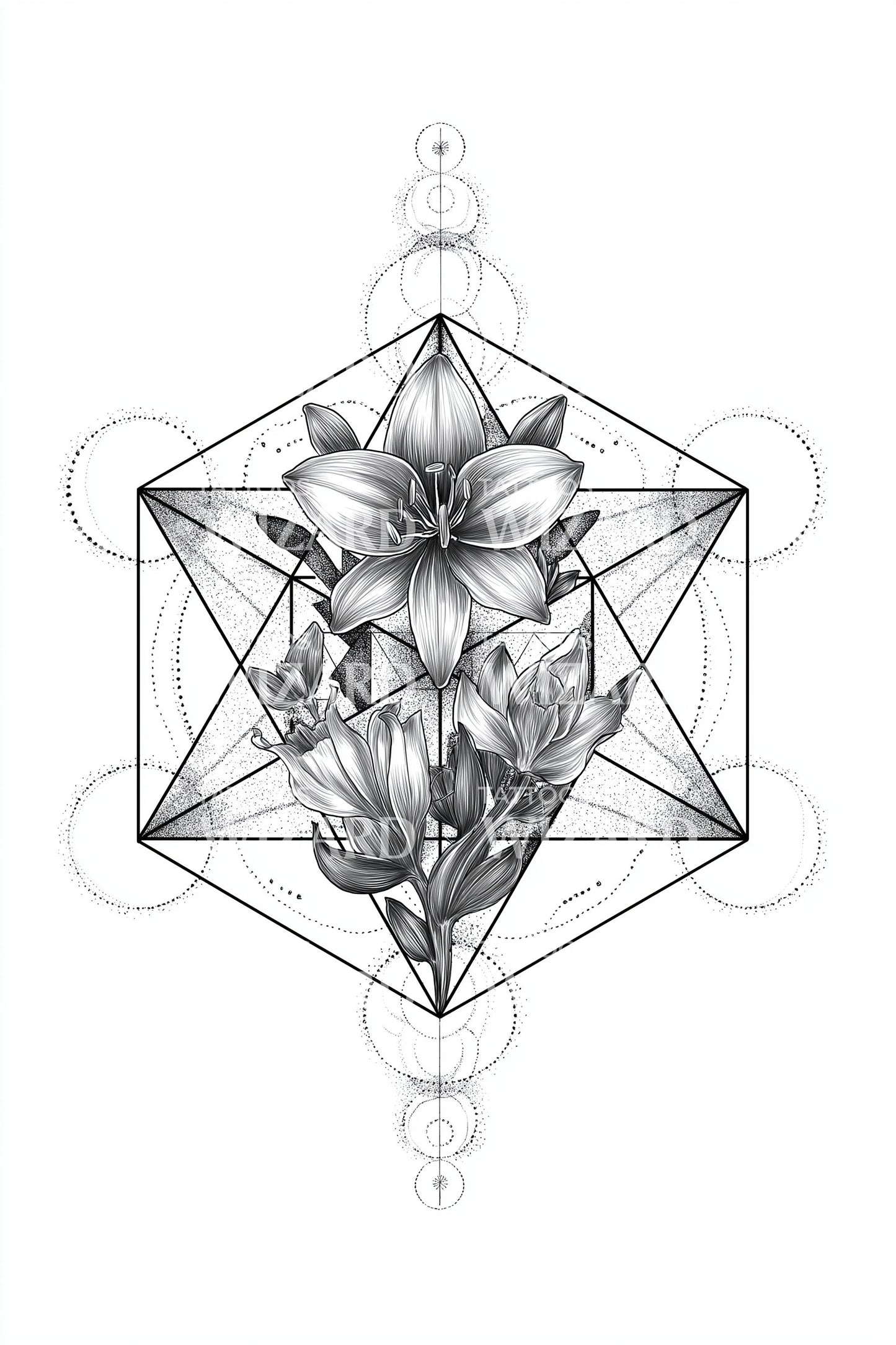 Illustrazione del tatuaggio del loto nel cerchio sacro