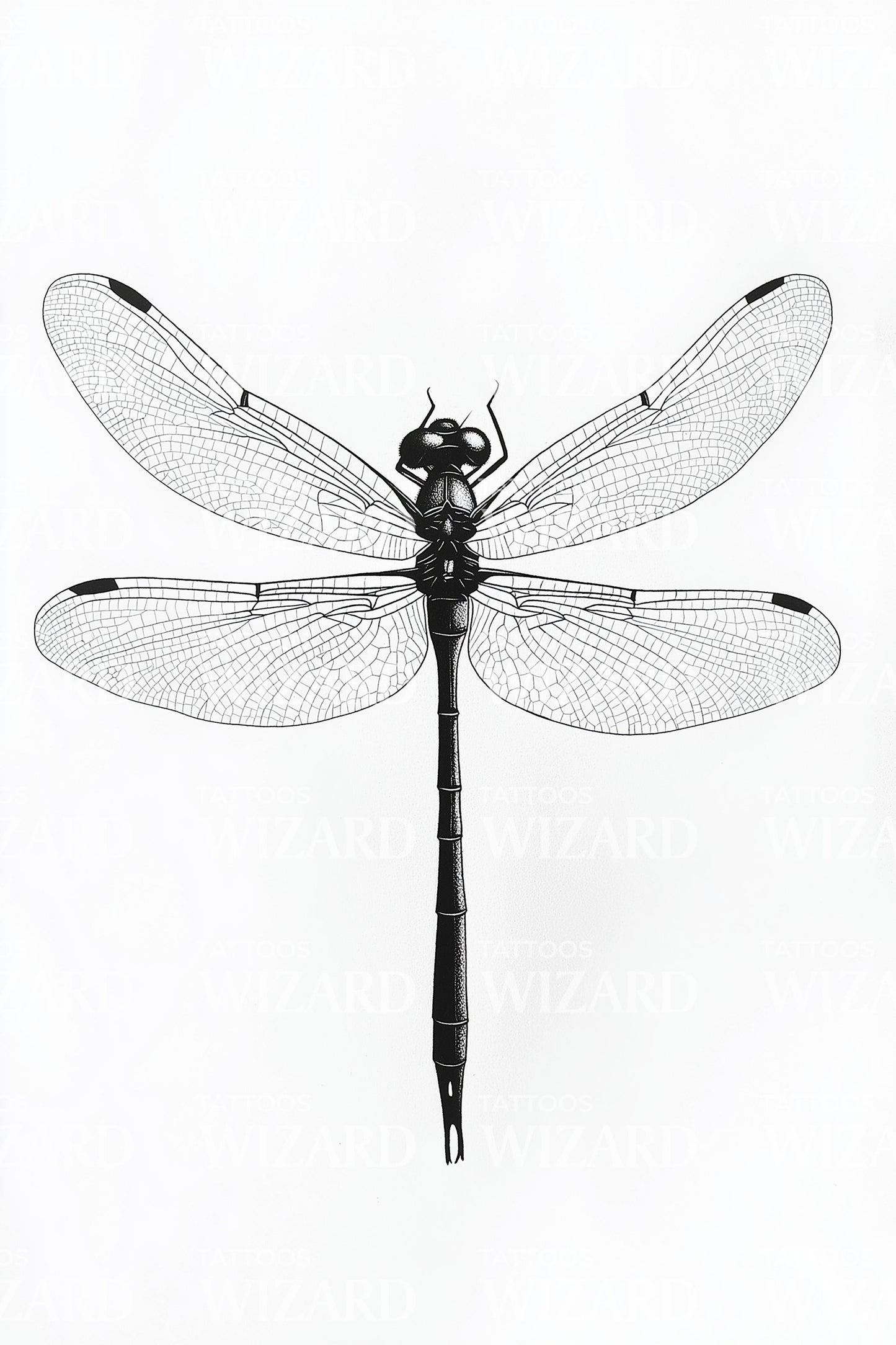Design del tatuaggio simmetrico della libellula sacra
