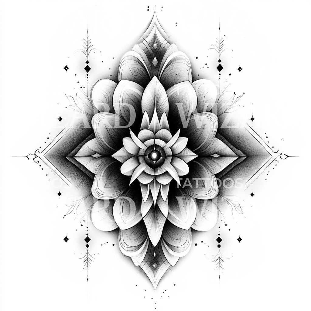 神圣花卉几何纹身创意