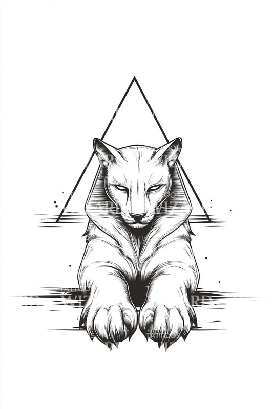 Sacred Geometry Cat Tattoo Design