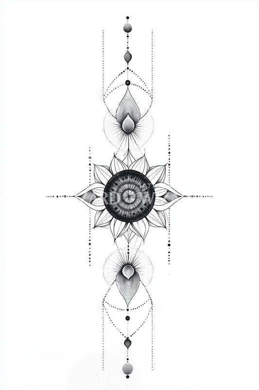 Sacred Geometry Compass Tattoo Design