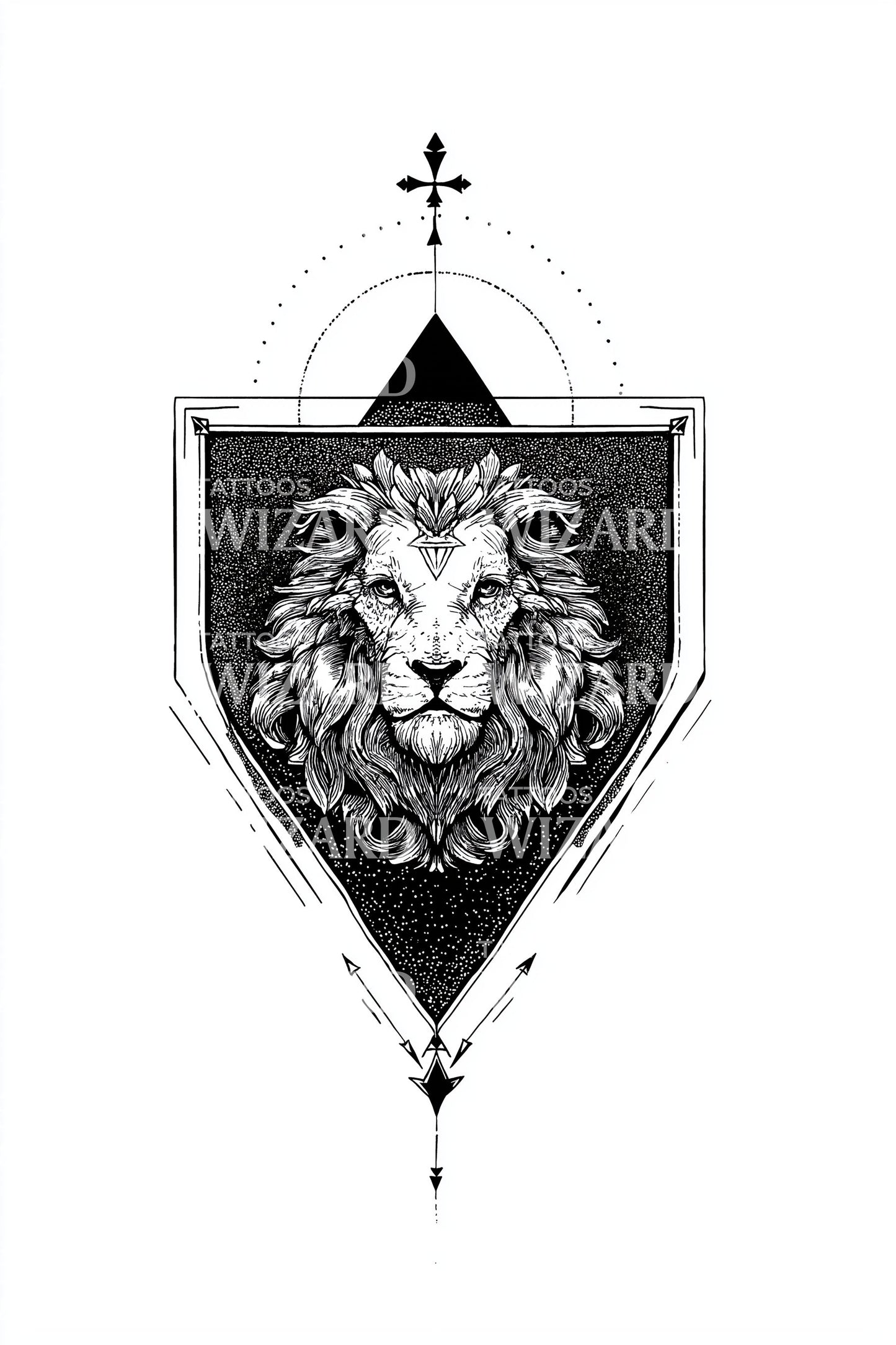 Sacred Geometry Lion Tattoo Design