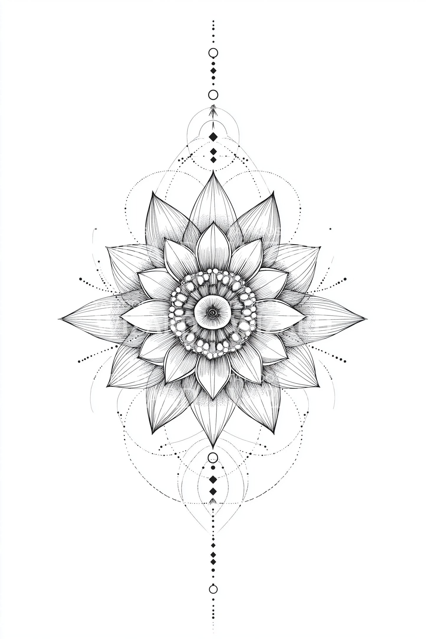 Sacred Geometry Lotus Tattoo Design