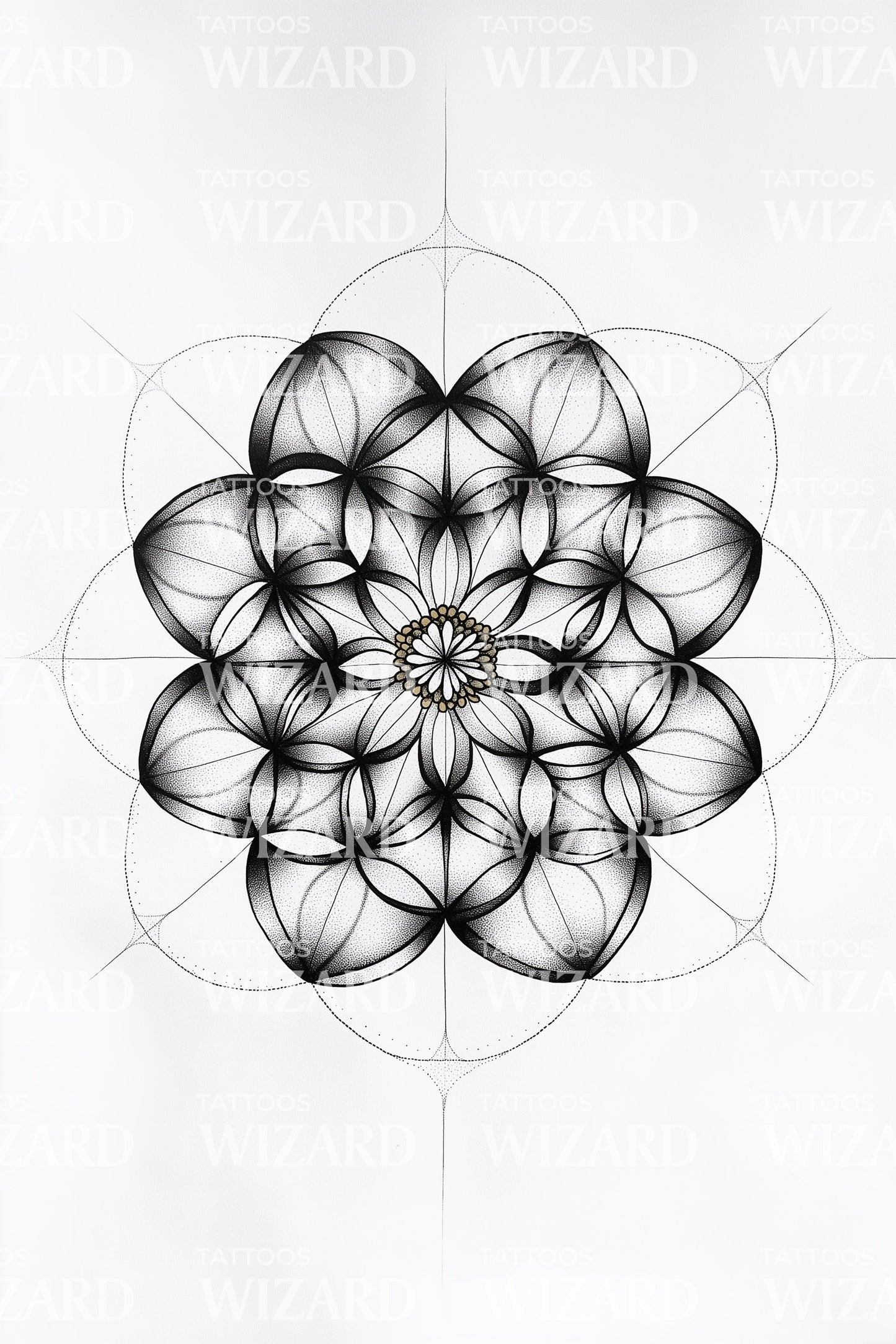 Design de Tatuagem Roseta de Geometria Sagrada